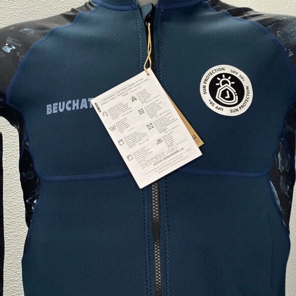 Beuchat Men’s Wetsuit Jacket Teal Blue Size XL/5 Atoll Full Zipped Seaweed Print - Picture 8 of 9